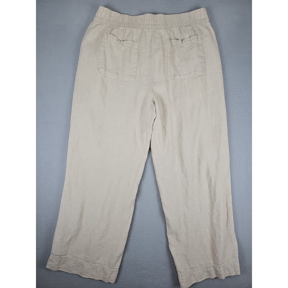 Old Navy High Rise Flax Linen Wide Leg Pants Large Tan Comfort Waistband Beach - Picture 8 of 10
